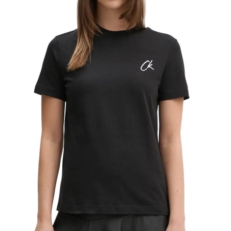 T-shirt Noir Femme Calvin Klein Jeans Embroidered