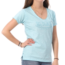 T-shirt Bleu Femme Von Dutch Aspect