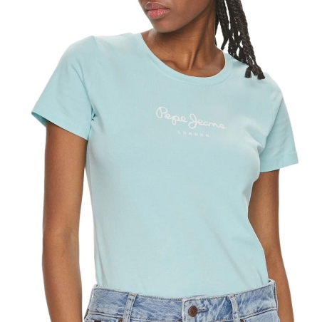 T-shirt Bleu Ciel Femme Pepe jeans New Virginia
