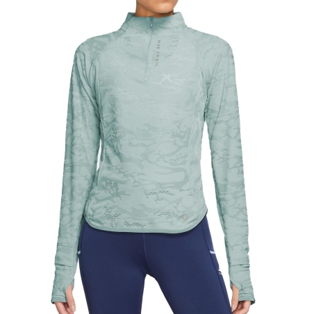 T-shirt Manches Longues Vert Femme Nike Midlayer