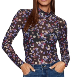 T-Shirt Manches Longues Noir/Bleu Femme Vila Volettis