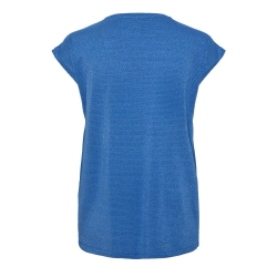 T-shirt Bleu Femme Pieces Lurex Stripes