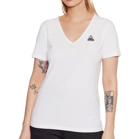 T-shirt Blanc Femme Le Coq Sportif Ess Tee Ss Col