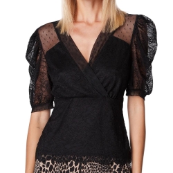 T-shirt Noir Dentelle Femme Morgan Drink
