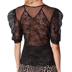 T-shirt Noir Dentelle Femme Morgan Drink