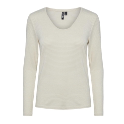 T-Shirt Manches Longues Blanc/Doré Femme Pieces Billo