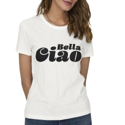 T-shirt Ecru/Noir Femme JDY 15311702
