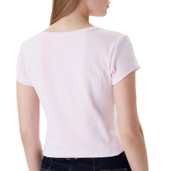 T-Shirt Rose Poudré Femme Calvin Klein Label 2x2
