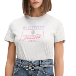 T-Shirt Gris Femme Tommy Hilfiger DW0DW21533
