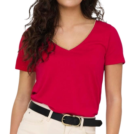 T-Shirt Rouge/Doré Femme JDY Dalila