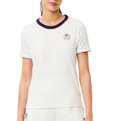 T-shirt Blanc Femme Lacoste Ultra Dry Heritage Badge