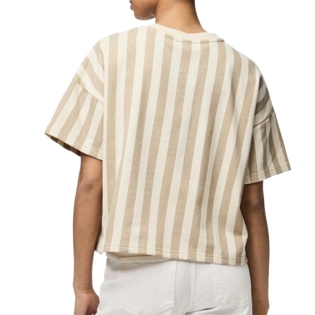 T-shirt Beige à rayures Femme Pieces Chilli Summer