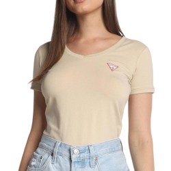 T-shirt Beige Femme Guess Mini Triangle