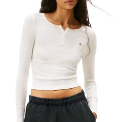 T-Shirt Manches Longues Blanc Femme Tommy Hilfiger DW0DW21575