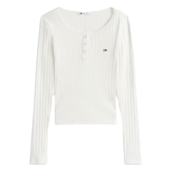 T-Shirt Manches Longues Blanc Femme Tommy Hilfiger DW0DW21575