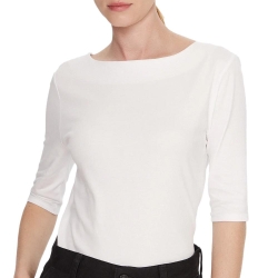 T-Shirt Blanc Femme Calvin Klein Jeans Half Supima Boat