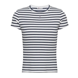 T-shirt Marinière Blanc Femme Tommy Jeans Slim Essential