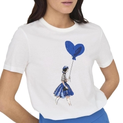 T-Shirt Blanc/Bleu Femme JDY Michigan Life