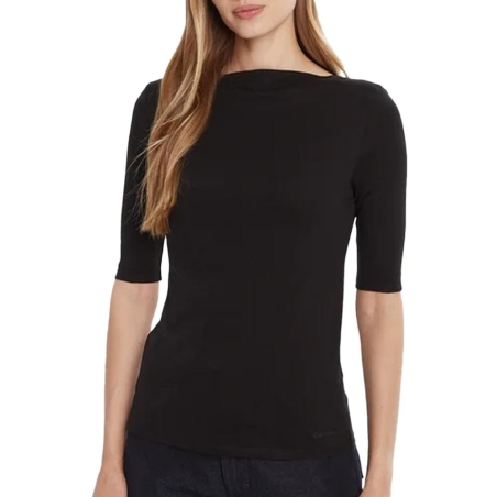 T-Shirt Noir Femme Calvin Klein Jeans Half Supima Boat