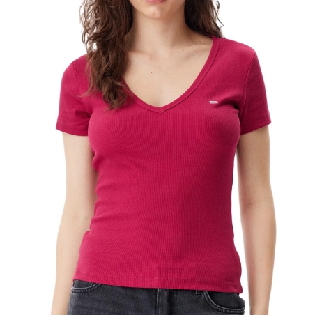 T-Shirt Rose Fushia Femme Tommy Hilfiger Essential