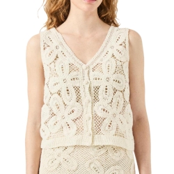 Débardeur Beige Femme YAS Crochet