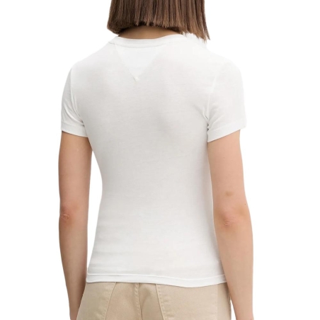 T-Shirt Slim Blanc Femme Tommy Hilfiger Logo