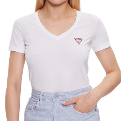 T-shirt Blanc Femme Guess Mini Triangle