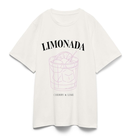 T-Shirt Blanc/Rose Femme Vero Moda Fomille
