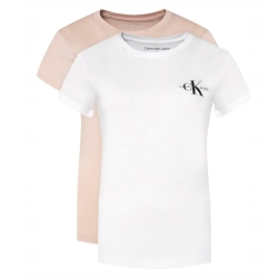 Lot de 2 T-shirts Blanc/Rose Femme Calvin Klein Jeans Monologo