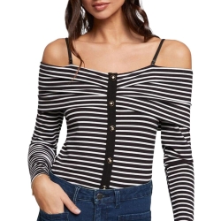 T-Shirt Manches Longues Noire/Blanche Femme Morgan TROPEZ