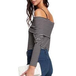 T-Shirt Manches Longues Noire/Blanche Femme Morgan TROPEZ