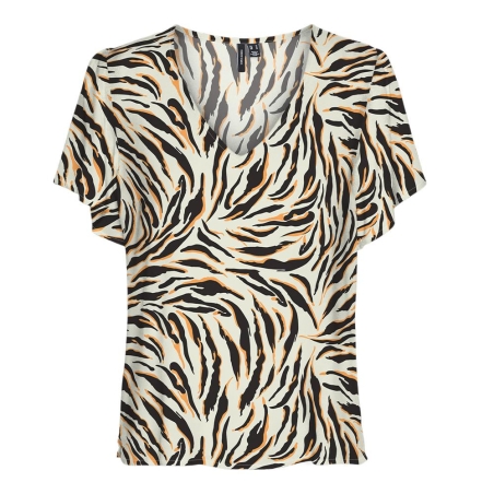 T-Shirt Blanc/Noir Femme Vero Moda Easy Joy