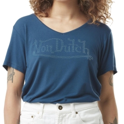T-shirt Bleu Femme Von Dutch Slub M