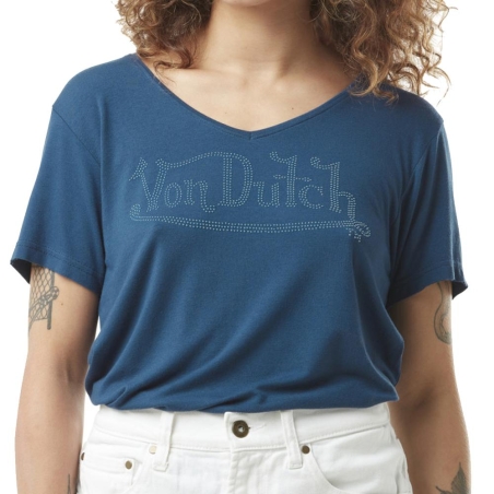 T-shirt Bleu Femme Von Dutch Slub M