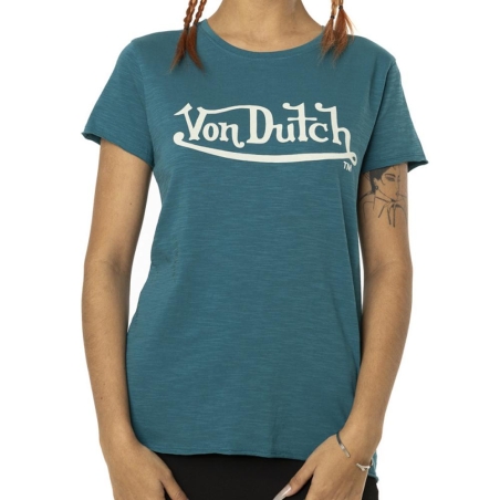 T-shirt Turquoise Femme Von Dutch Slub
