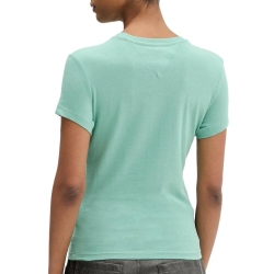 T-Shirt Slim Vert Femme Tommy Hilfiger Logo