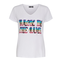 T-shirt Blanc/Rose Femme Pieces Merima
