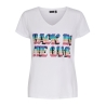 T-shirt Blanc/Rose Femme Pieces Merima