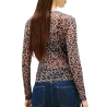 T-shirt Marron Léopard Femme Tommy Hilfiger Tjw Slim Aop