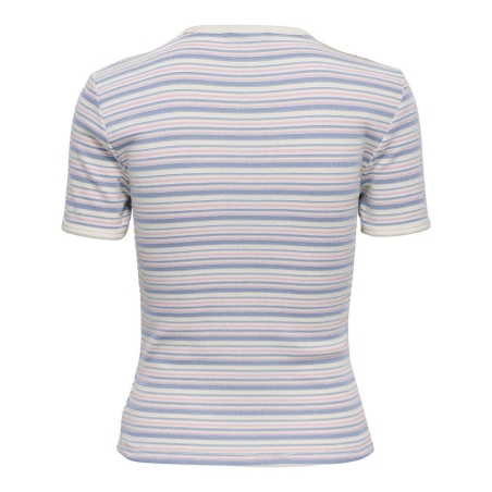 T-Shirt Blanc/Bleu Femme JDY Lada