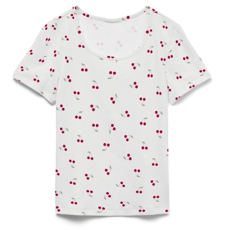 T-Shirt Blanc Femme Vero Moda Cerises