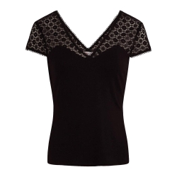 T-shirt Noir Dentelle Femme Morgan DFLO