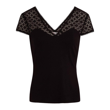 T-shirt Noir Dentelle Femme Morgan DFLO
