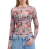 T-shirt Rose à motifs Femme Tommy Hilfiger Tjw Slim Aop