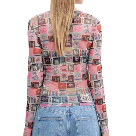 T-shirt Rose à motifs Femme Tommy Hilfiger Tjw Slim Aop