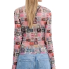 T-shirt Rose à motifs Femme Tommy Hilfiger Tjw Slim Aop