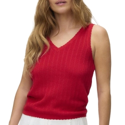 T-Shirt Rouge Femme Vero Moda Pointelle