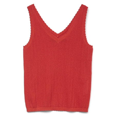 T-Shirt Rouge Femme Vero Moda Pointelle