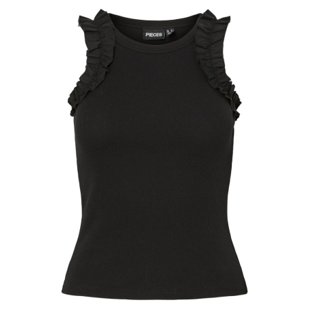 Débardeur Noir Femme Pieces Tubana