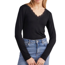 T-Shirt Noir Femme Pieces Pcbarbera